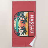 Serviette De Plage Emblème rétro de Nassau Bahamas (Devant)