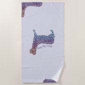 Serviette De Plage Embossed Indigo Gradient Paw Print Dog Outline (Devant)