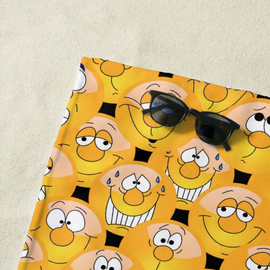 Serviette De Plage Emoji 😊 Faces Jaunes Drôle (En situation)
