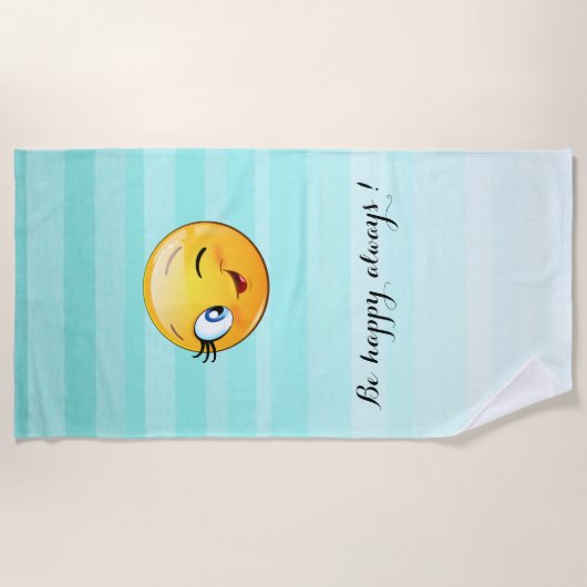 Serviette De Plage Emoji visage-être heureux toujours (Devant)