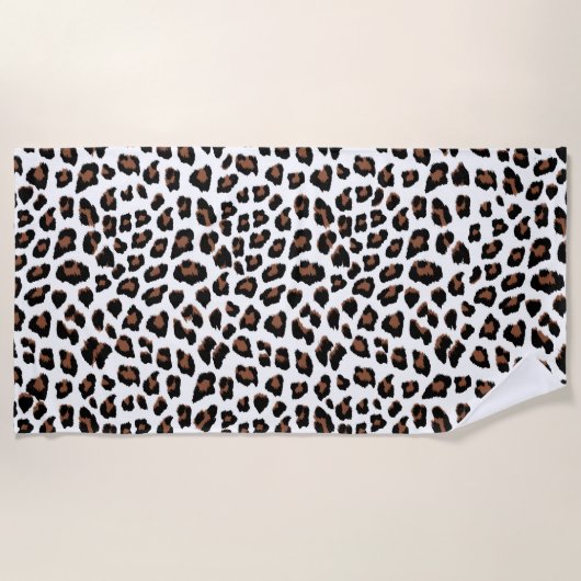 Serviette De Plage Empreinte de léopard blanc (Devant)
