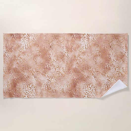 Serviette De Plage Empreinte de léopard blanc Rose Peach (Devant)