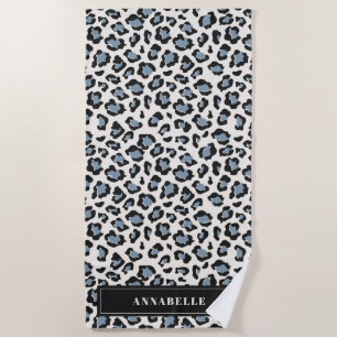 Serviette De Plage Empreinte de léopard de la typographie initiale bl