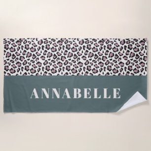 Serviette De Plage Empreinte de léopard de la typographie initiale ro