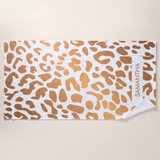 Serviette De Plage Empreinte de léopard d'or (Devant)