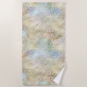 Serviette De Plage Empreinte de léopard Glam à la menthe d'or rose