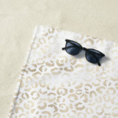 Serviette De Plage Empreinte de léopard Gold Blanc (En situation)