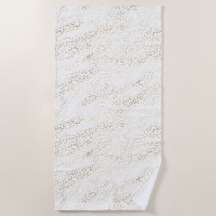 Serviette De Plage Empreinte de léopard Gold Blanc