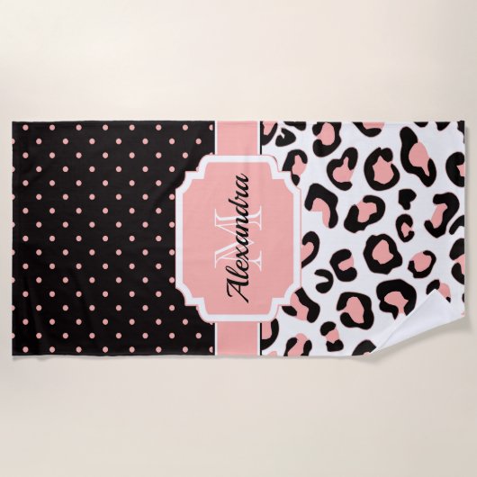 Serviette De Plage Empreinte de léopard mignon (Devant)