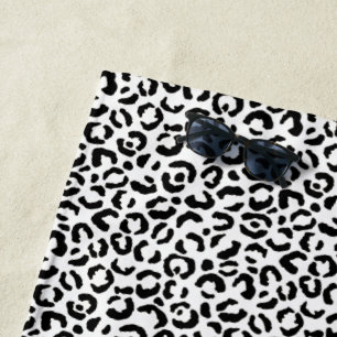 Serviette De Plage Empreinte de léopard noir blanc