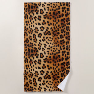 Serviette De Plage Empreinte de léopard noir Brown
