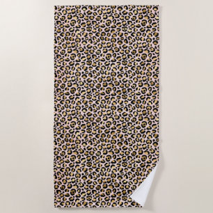 Serviette De Plage Empreinte de léopard noir rose vif