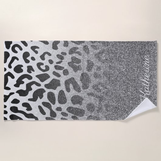 Serviette De Plage Empreinte de léopard parties scintillant (Devant)