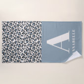 Serviette De Plage Empreinte de léopard première typographie bleu mod (Devant)