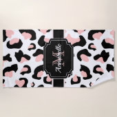 Serviette De Plage Empreinte de léopard rose (Devant)