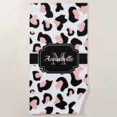 Serviette De Plage Empreinte de léopard rose (Devant)