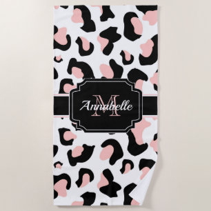 Serviette De Plage Empreinte de léopard rose