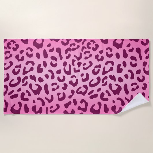 Serviette De Plage Empreinte de léopard rose élégant (Devant)