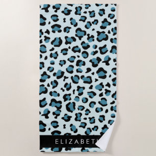Serviette De Plage Empreinte de léopard, Spots, Leopard Bleu, Votre N
