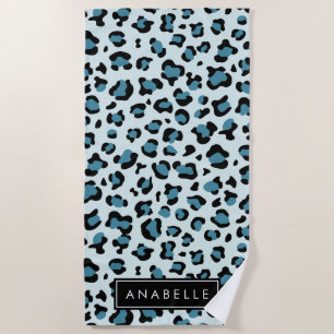 Serviette De Plage Empreinte de léopard, Spots, Leopard Bleu, Votre N