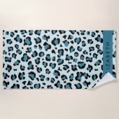 Serviette De Plage Empreinte de léopard, Spots, Leopard Bleu, Votre N (Devant)