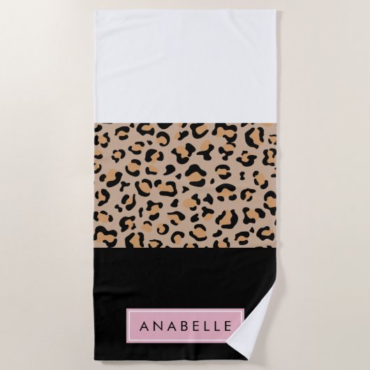 Serviette De Plage Empreinte de léopard, Spots, Leopard Brown, Votre  (Devant)