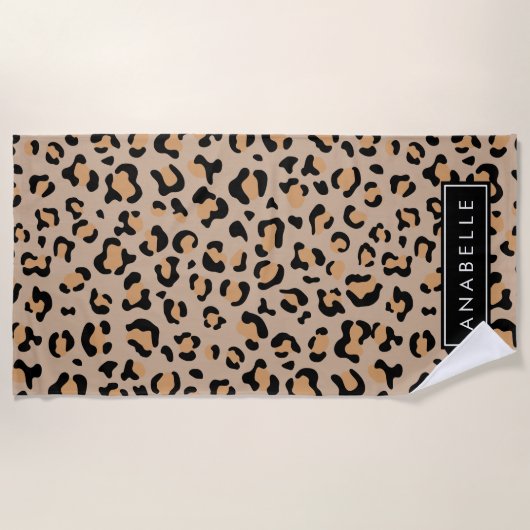 Serviette De Plage Empreinte de léopard, Spots, Leopard Brown, Votre  (Devant)