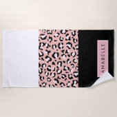 Serviette De Plage Empreinte de léopard, Spots, Leopard Rose, Votre N (Devant)