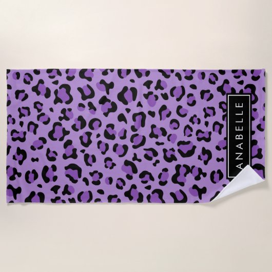 Serviette De Plage Empreinte de léopard, Spots, Leopard Violet, Votre (Devant)