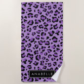 Serviette De Plage Empreinte de léopard, Spots, Leopard Violet, Votre (Devant)