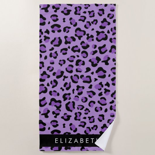 Serviette De Plage Empreinte de léopard, Spots, Leopard Violet, Votre (Devant)