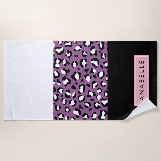 Serviette De Plage Empreinte de léopard, Spots, Leopard Violet, Votre (Devant)