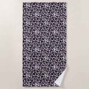 Serviette De Plage Empreinte de léopard violet noir