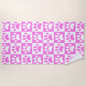 Serviette De Plage Empreinte de patte Rose Cute Et Motif De Tableau D (Devant)
