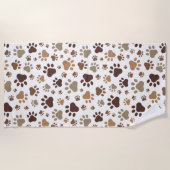 Serviette de plage Empreintes de Patte Boueuses (Devant)