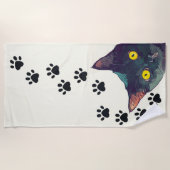 Serviette De Plage Empreintes de pattes de chats de Pékin Design Beac (Devant)