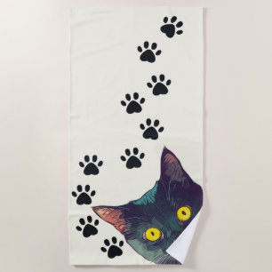 Serviette De Plage Empreintes de pattes de chats de Pékin Design Beac