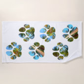 Serviette De Plage Empreintes de pattes de chiens - Palmiers tropicau (Devant)