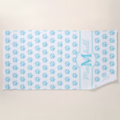 Serviette De Plage empreintes de pattes Parties scintillant Bleu Blan (Devant)