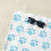 Serviette De Plage empreintes de pattes Parties scintillant Bleu Blan (En situation)