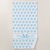 Serviette De Plage empreintes de pattes Parties scintillant Bleu Blan (Devant)