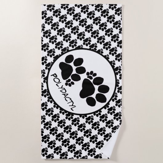 Serviette de plage - Empreintes de pattes polydact (Devant)