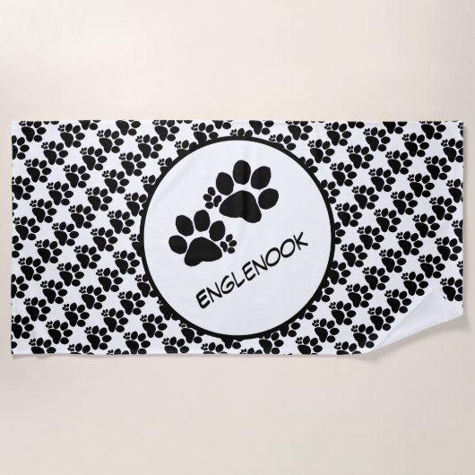 Serviette de plage - Empreintes de pattes polydact (Devant)