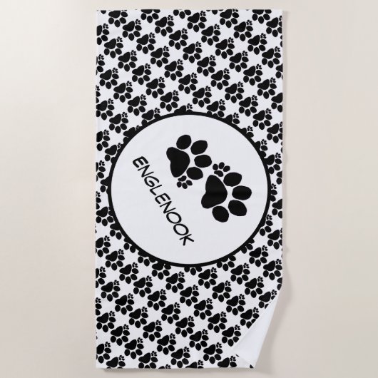 Serviette de plage - Empreintes de pattes polydact (Devant)