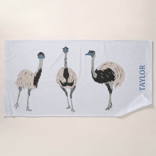 Serviette De Plage Emus Bird Lovers Personnalisé (Devant)