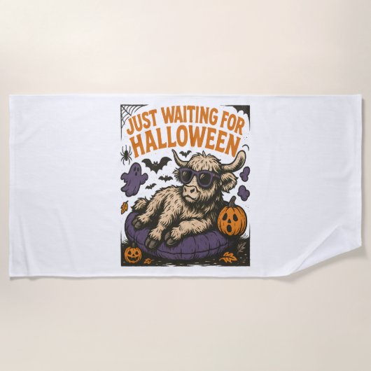 Serviette De Plage En attente de la vache Halloween Highland (Devant)