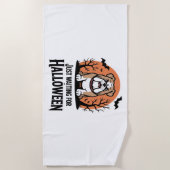 Serviette De Plage En attente du chien d'Halloween (Devant)