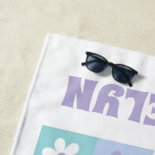 Serviette de plage en damier Super bleu violet (En situation)