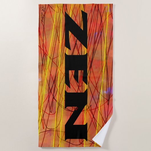 Serviette de plage en fil noir zen (Devant)