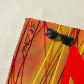 Serviette de plage en fil rouge zen (En situation)